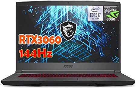 MSI GF65 Thin 15.6" FHD IPS 144Hz 3ms Gaming Laptop Intel Core i7-10750H RTX3060 16GB 512GB NVMe SSD Win10, Backlight Keyboard, Wi-Fi 6, Webcam, USB-C, HDMI