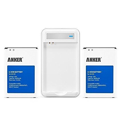 Anker 2 x 3000mAh Li-ion Batteries for LG G3, D855, D852 (Roger, Bell), with Anker Travel Charger