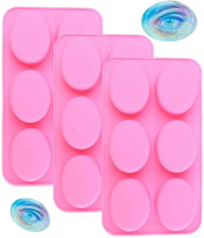 3 X Oval Shape Homemade Soap Mold Chocolate DIY Tray Mould Silicone Party Maker ( 3 Pack )