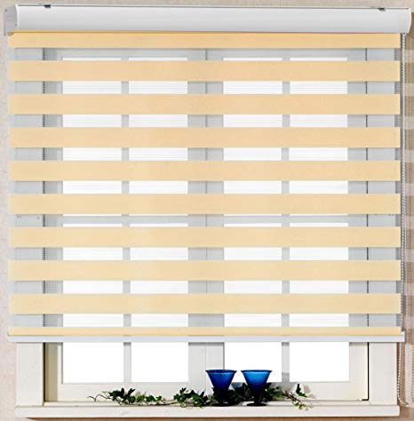 Foiresoft Custom Cut to Size, [Winsharp Basic, Peach,W 51 x H 47 inch] Zebra Roller Blinds, Dual Layer Shades, Sheer or Privacy Light Control, Day and Night Window Drapes, 20 to 110 inch Wide