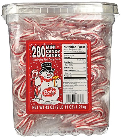 Bobs Red & White Mini Peppermint Candy Canes, 280 Count Tub