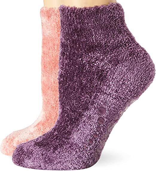 Dr. Scholl's Women's 2 Pair Pack Ultra Soft Spa Socks With Grippers - Vitamin E & Lavender Infused