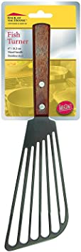 TableCraft 10.75" Stainless Steel Fish Turner / Spatula with Wood Handle