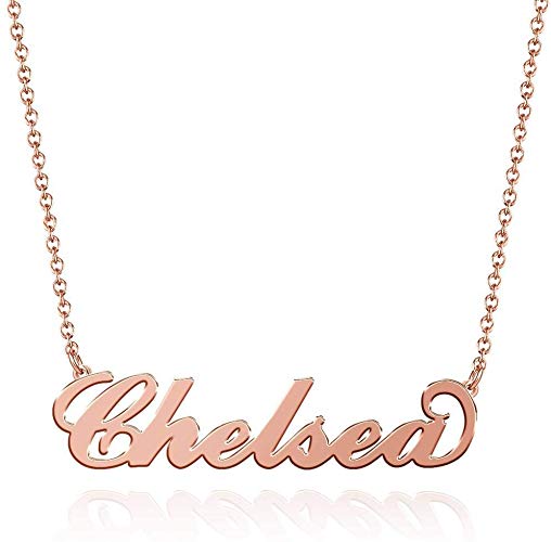 SOUFEEL Name Necklaces Pendant Stainless Steel Rose Gold Custom Necklace Personalized Nameplate Gifts for Women Girls