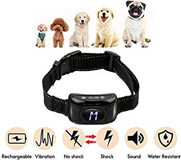 DTLake [Newest Rechargeable Bark Collar - Upgraded Smart Detection Module w/Triple Stop Anti Barking Modes: Beep/Vibration/Shock for Small, Medium, Large Dogs All Breeds - Waterproof (Black)