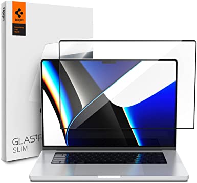 Spigen Tempered Glass Screen Protector Designed for MacBook Pro 14 inch (M1 Pro, 2021 Released) [9H Hardness]