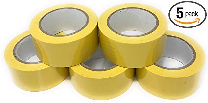 APT, (2'' Width X 36 Yds Length) PVC Marking Tape, Premium Vinyl Safety Marking and Dance Floor Splicing Tape, 6 mil Thick, (Multiple Color) (2'', 5 Roll, Yellow)