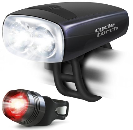 Cycle Torch Night Owl Bike Light USB Rechargeable - Perfect Urban Commuter Bicycle Light Set - Bright TAIL LIGHT Included - Compatible with Mountain, Road ,Kids & City Bicycles, Increase Safety & Visibility