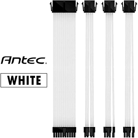 Antec Power Supply Sleeved Cable /24pin ATX /4 4pin EPS /6 2pin PCI-E PSU Extension Cable Kit 30cm Length with Combs, White(11.8inch/30cm)