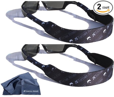 Tortuga Straps FLOATZ by Playa Vida – 2 Pack, Adjustable Neoprene Floating Sunglass Straps and Glasses Strap – Fits both Small & Large Eyeglasses to securely retain on head or neck - Retainer Cord