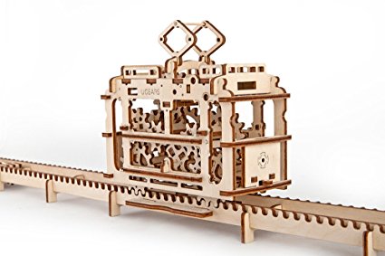 Ugears 3D Self Propelled Model Tram with Rails