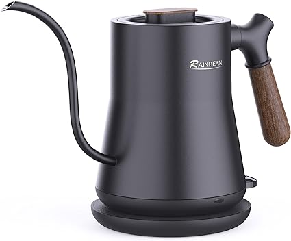 RAINBEAN Gooseneck Electric Kettle, Pour Over Coffee Kettle Hot Water Tea Kettle, 100% Stainless Steel Inner With Leak Proof Design, Rapid Heating, Auto Shutoff Anti-dry Protection, 0.8L, Matte Black