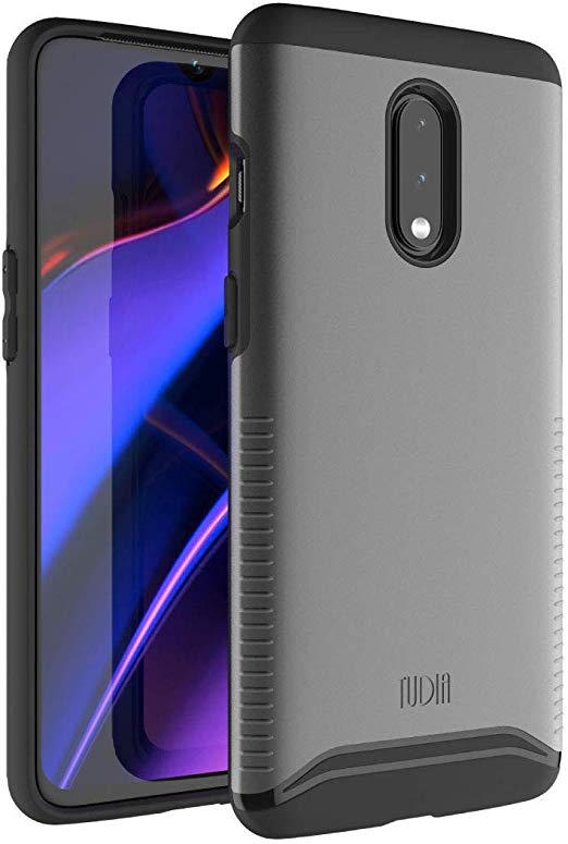 OnePlus 7 Case, TUDIA Slim-Fit HEAVY DUTY [MERGE] EXTREME Protection / Rugged but Slim Dual Layer Case for OnePlus 7 [NOT Compatible with OnePlus 7 Pro Version] (Metallic Slate)