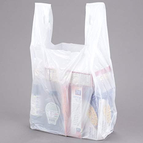 Large Plastic Grocery T-shirts Carry-out Bag Plain White 12 X 6 X 21 (250)