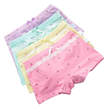 Feelingwear Toddler Girls Lace Cotton Boyshort Underwear Cherry Pattern Princess Panties