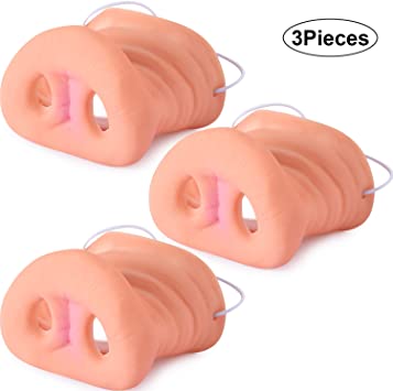 Blulu Pig Nose Hog Snout Toy Animal Mask with Elastic Band for Costume Halloween Party Favor Accessories (3 Pieces)