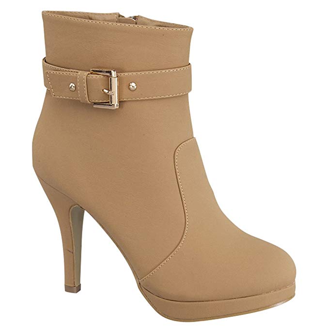 Top Moda George-15 Women's Strap Buckle Stiletto Heel Ankle Booties