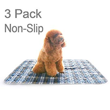 Non-Slip & Washable Puppy Pee Pads, 2 Large (24x36)   1 Small (18x24) Free Travel Pad, Quick Absorbent, Stain Resistant, Reusable, Waterproof for Dogs, Cats and Bunny