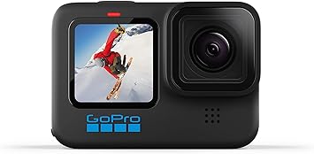 GoPro HERO10 Black - Waterproof Action Camera with Front LCD and Touch Rear Screens, 5.3K60 Ultra HD Video, 23MP Photos, 1080p Live Streaming, Webcam, Stabilization