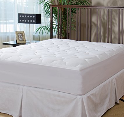 Micropuff - Down Alternative Mattress Pad - Fitted Style Mattress Topper (Queen Size - 60"x80") –Mattress Cover Stretches up to 18"!