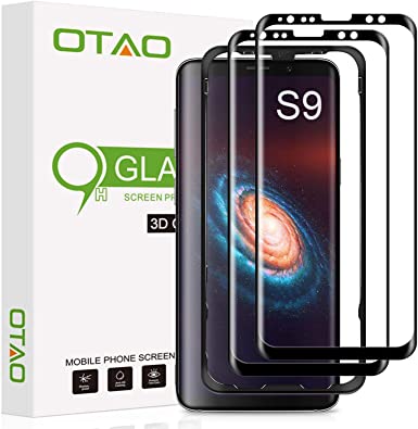 (2 Pack) Galaxy S9 Screen Protector Tempered Glass, OTAO 3D Curved Dot Matrix [Full Screen Coverage] Glass Screen Protector for Samsung Galaxy S 9 with Installation Tray [Case Friendly]