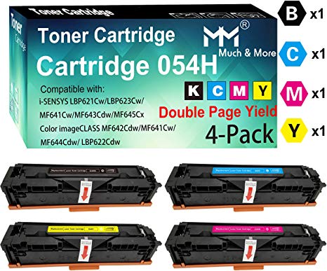 Compatible (4-Pack, B C M Y, Double Yield) Cartridge 054H CRG-054H Toner Cartridge 054 Used for Canon Color imageCLASS MF642CDW LBP622CDW MF644CDW MF640C LBP620 Printer, by MuchMore