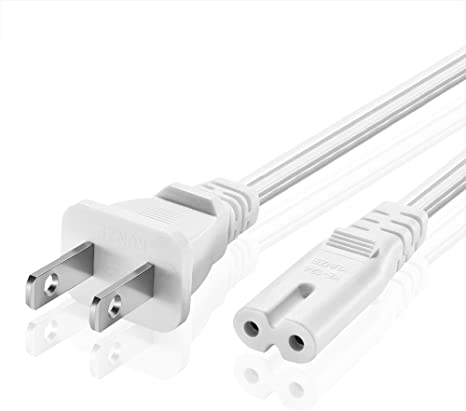 TNP Universal 2 Prong Power Cord (10 Feet) - NEMA 1-15P to IEC320 C7 Figure 8 Shotgun Connector AC Power Supply Cable Wire Socket Plug Jack (White) Compatible with Apple TV, PS4, PS3 Slim, LED HDTV