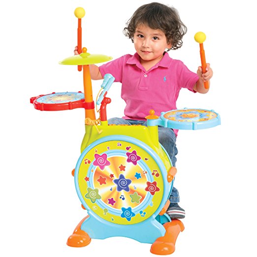 Best Choice Products Kids Electronic Toy Drum Set with Adjustable Sing-along Microphone and Stool