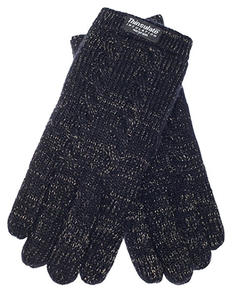 EEM Ladies knitted gloves FREYA with plait pattern, Thinsulate thermal lining, 100% Wool