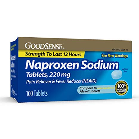 GoodSense Naproxen Sodium Tablets, 220 mg, All Day Pain Reliever and Fever Reducer, Strength to Last 12 Hours, 100 Count