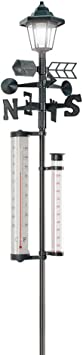 60 '' Tall. All-In-One Solar Weather Station with Solar Powered Light - Measures Snow, Rain, and Wind Speeds