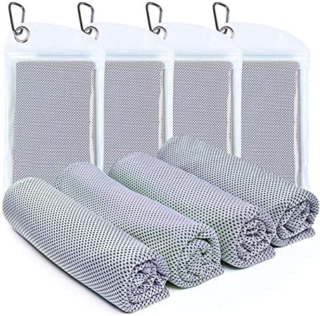 Alsol Lamesa 4 Packs Cooling Towel (40"x 12") Ice Sports Towel Cool Neck Towel Soft Breathable Chilly Towel Microfiber Towel for Gym Workout Fitness Yoga & Golf Camping & More Activities