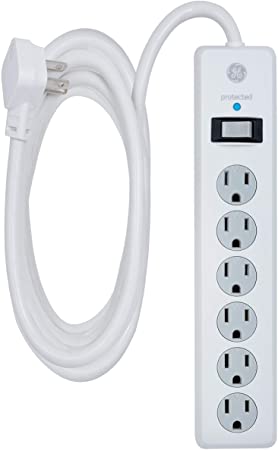 GE 14092 10-Feet Cord 6-Outlet Surge Protector, White