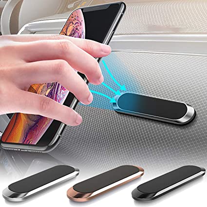 ALLINONE Magnetic Phone Car Mount, 3 Pack Mini Strip Strong Adhesive Cell Phone Holder for Car Compatible with 4-6.7 inch Smartphone and Tablets