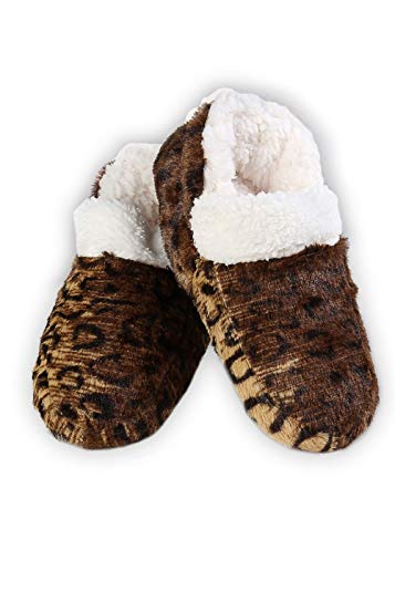 ICONOFLASH Women's Animal Print Loafer Style Slippers with Faux Shearling Lining