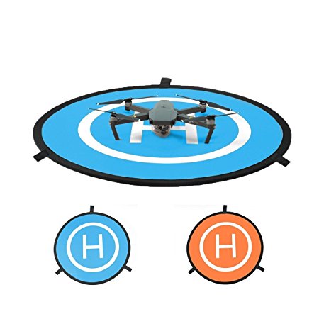 EXSPORT Portable Foldable Waterproof D75cm Drone Landing Pad for Mavic Pro Phantom 3 Phantom 4 Inspire 1 and Quadcopters, Package Comes with 1 Landing Pad 1 Carrying Case, 3 Nails, 8 Reflective Strips