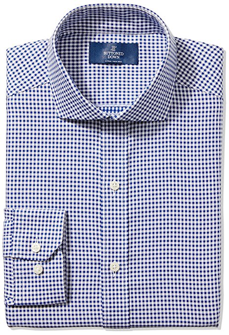 Buttoned Down Men's Fitted Cutaway-Collar Pattern Non-Iron Dress Shirt