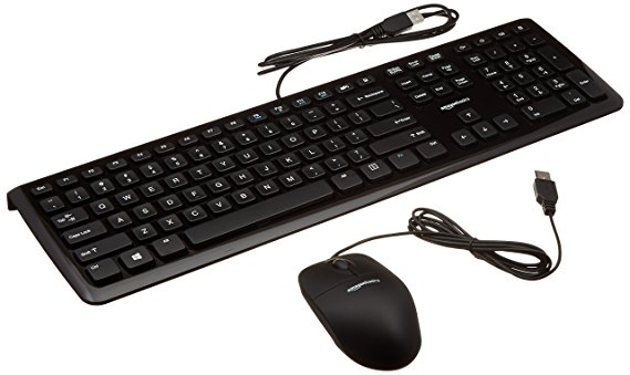 AmazonBasics Wired Keyboard and Wired Mouse Bundle Pack