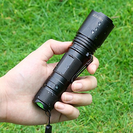 Albrillo LED Torch Light Adjustable Focus with 5 Modes, Waterproof Zoomable Flashlight