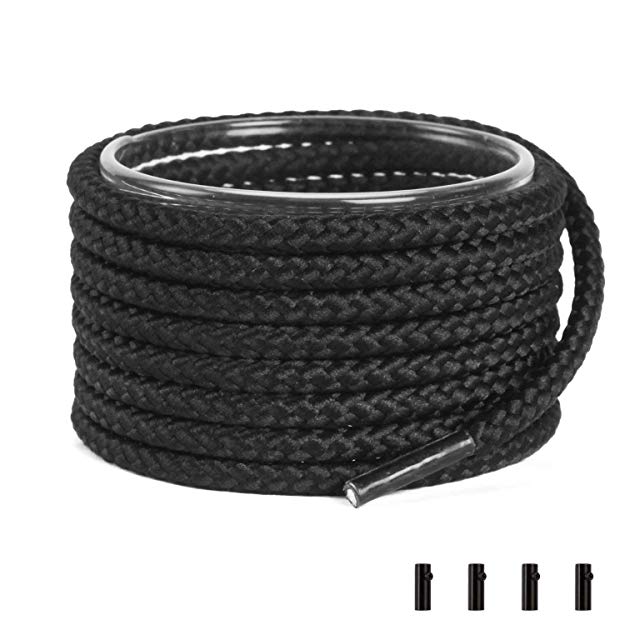 Shoemate Braided Round Heavy Duty Bootlaces for Boat Shoes and Boots with 4 Shoelace Aglets