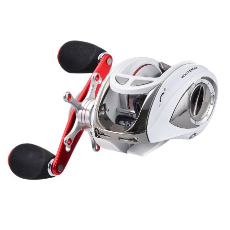 New for 2016! KastKing WhiteMax 5.1:1 Low Gear Ratio Baitcasting Reel with 9   1 shielded stainless ball bearings, 6 magnet brake system, affordable price. Amazing!