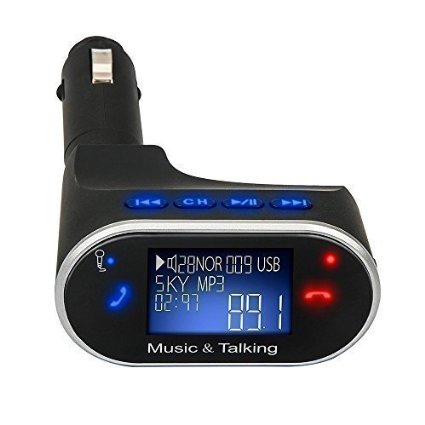 Keku Wireless Car Hands-Free Calling Kit for Smartphones with Bluetooth 30 FM Transmitter Charger Adapter and Cigarette Lighter