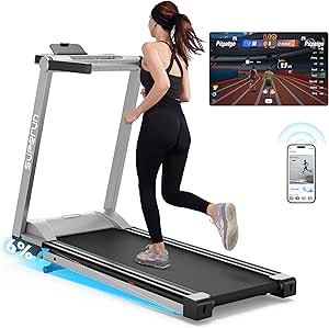 3.5 HP Superun Treadmill, 350LBS Capacity Treadmills for Home Small with Incline, 10 MPH Folding Treadmill, with LED Display, Adjustable Slope, Saving Space