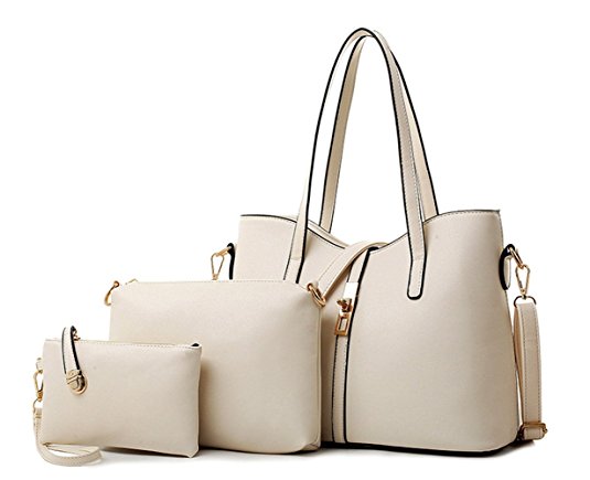 Z-joyee Womens 3 Pieces Pu Leather Shoulder Tote Bag Top-handle Handbags Wallet Purse Bags Set