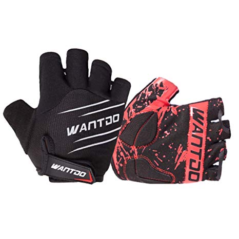 Wantdo Cycling Gloves Half Finger Breathable Lycra Anti-Slip Shock Bicycle Gloves Men Women,Ultra Light Silica Gel Pad Grip Riding Driving Sports Outdoors Exercise Mountain Road Bike Gloves