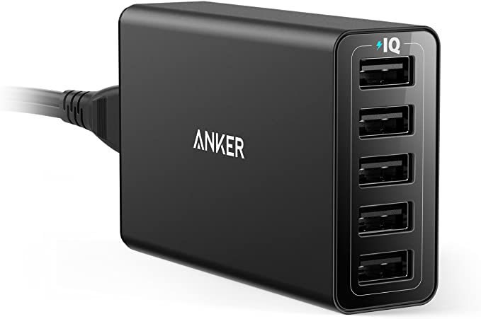 Anker 40W 5-Port USB Wall Charger, PowerPort 5 for iPhone XS / XS Max / XR / X / 8 / 7 / 6 / Plus, iPad Pro / Air 2 / mini, Galaxy S9 / S8 / Edge / Plus, Note 8 / 7, LG, Nexus, HTC and More, Black (AK-A2124111)