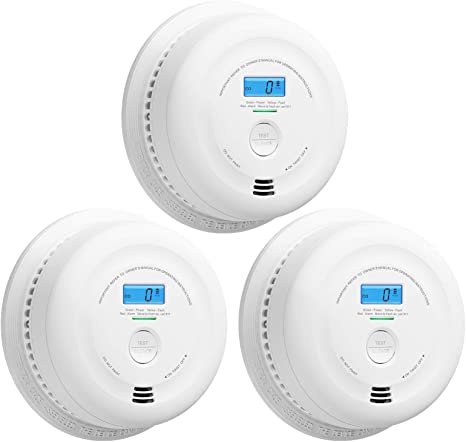 X-Sense SC08 10-Year Battery Smoke and Carbon Monoxide Detector Alarm with LCD Display, Dual Sensor Smoke and CO Alarm Complies with UL 217 & UL 2034 Standards, Auto-Check, Pack of 3