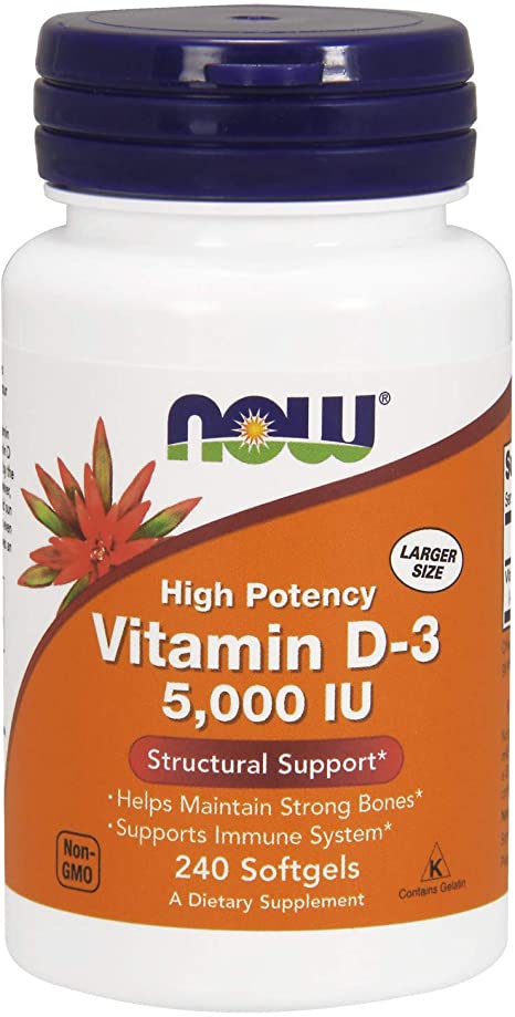 NOW Vitamin D-3 5,000 IU,240 Softgels