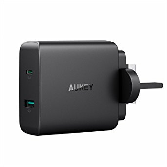 AUKEY USB C Wall Charger with 46W Power Delivery 3.0 & 5V / 2.1A for MacBook / Pro, Dell XPS, Nintendo Switch, Samsung Note 8 / S8 / S8 , Google Pixel XL, iPhone X / 8 / 8 Plus, iPad Air / Pro and more