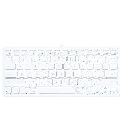 Macally Slim USB Wired Small Compact Mini Computer Keyboard for Apple Mac, iMac, MacBook Pro / Air, Windows PC, & Laptop (SLIMKEYC)